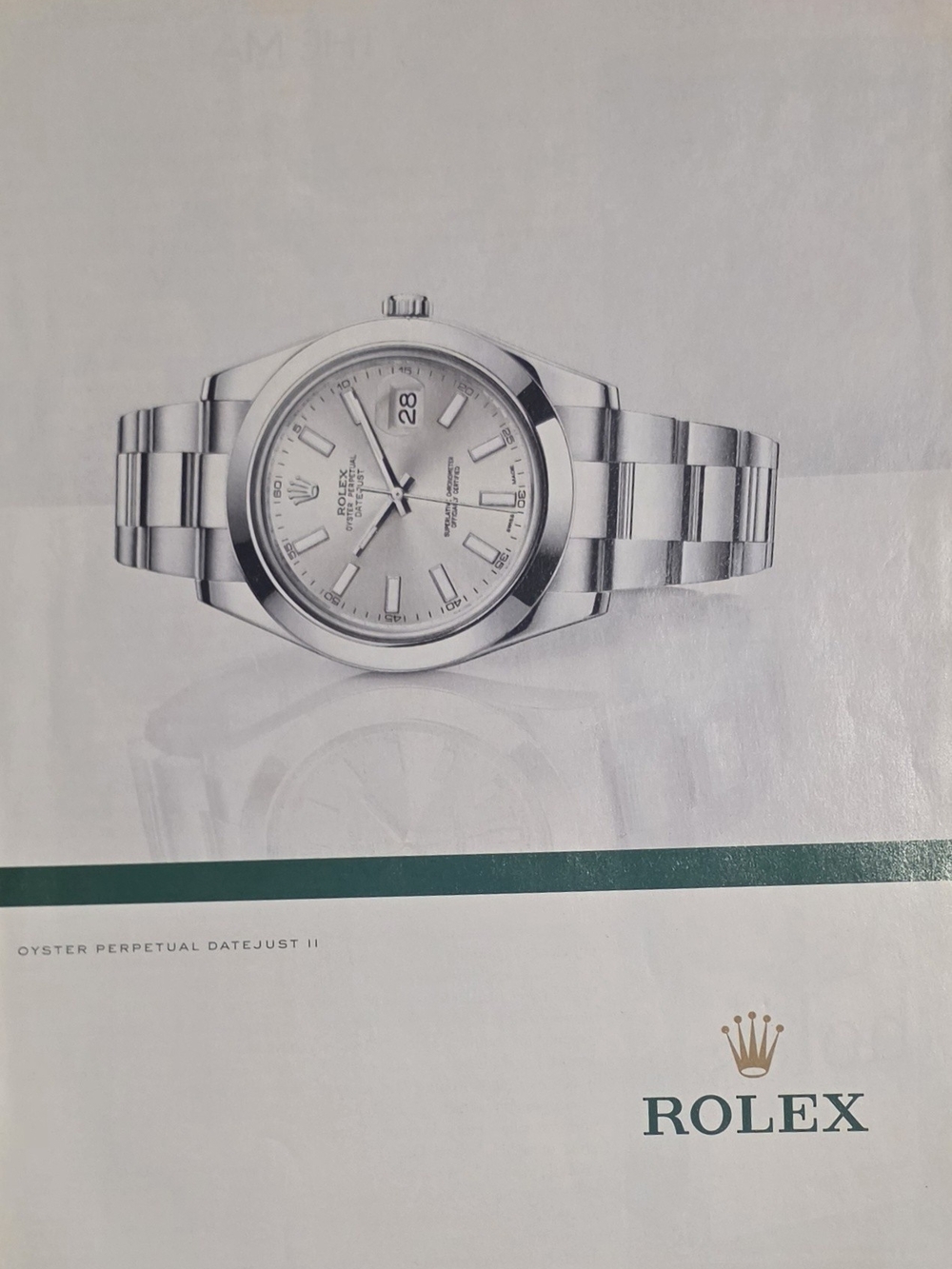 Classic Rolex Silver Stainless Steel Oyster Datejust II Watch Print Ad in Mint